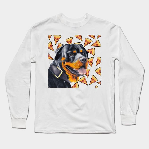 Rotty Pizza Long Sleeve T-Shirt by Apatche